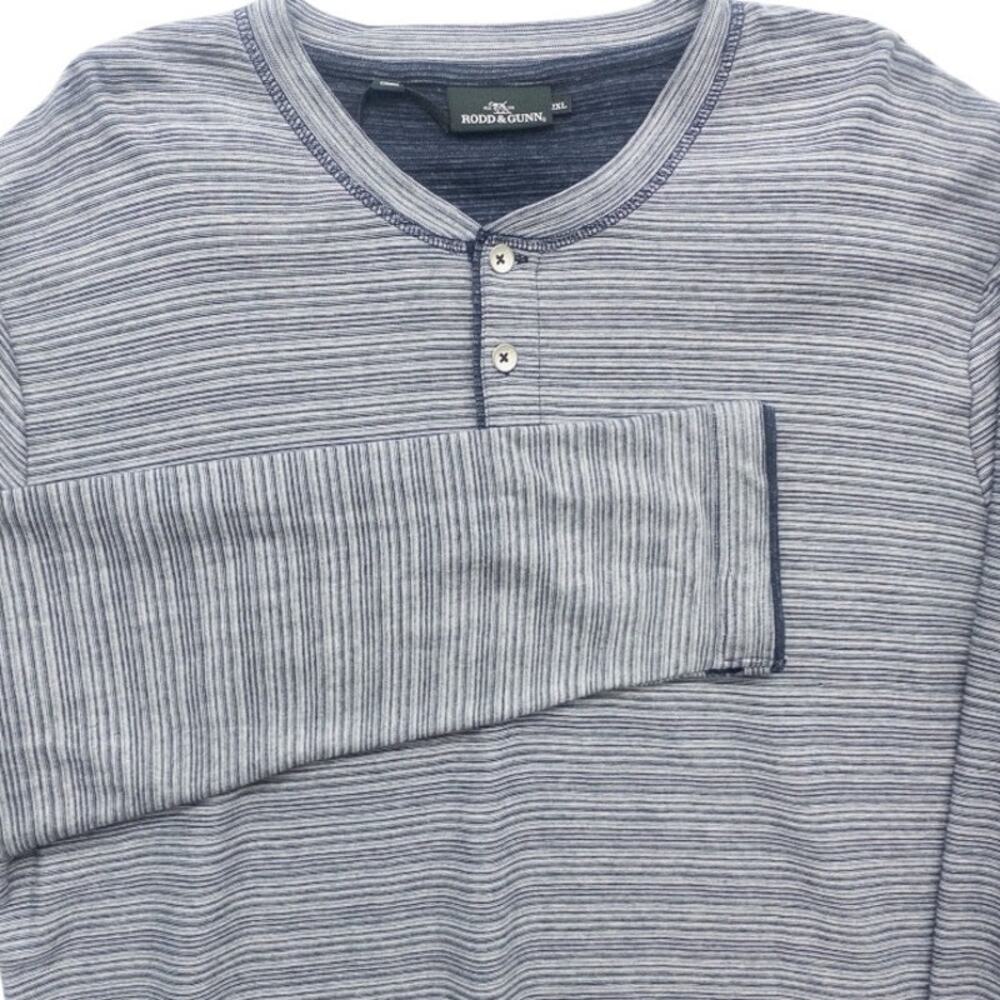 Rodd & Gunn Centre Island Henley Men's XXL Blue Gray Striped NWOT